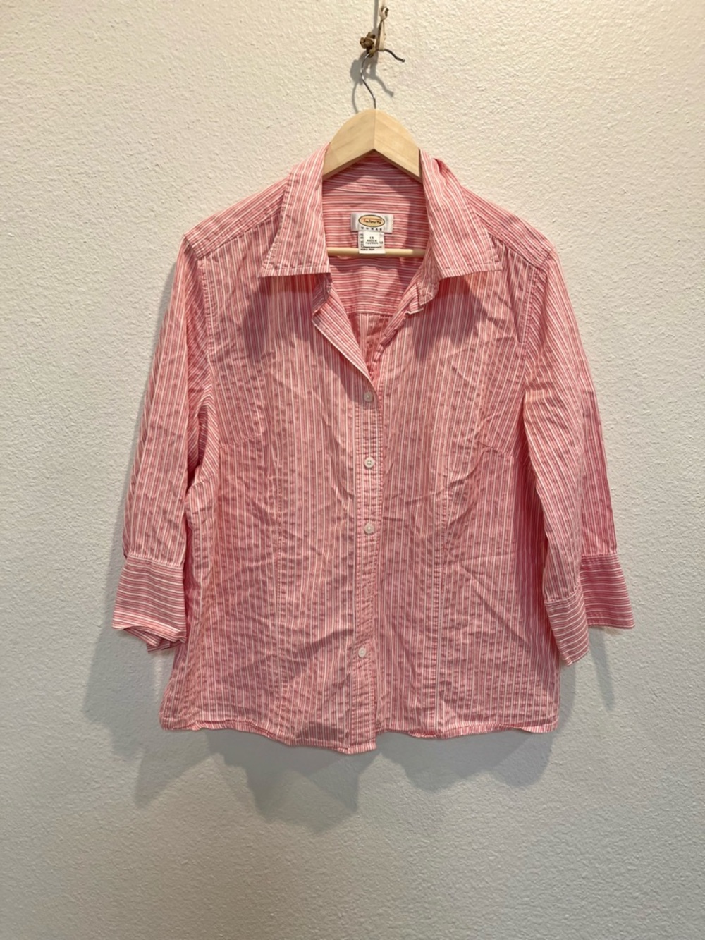 Talbots Pink and White Striped Button-Down Shirt